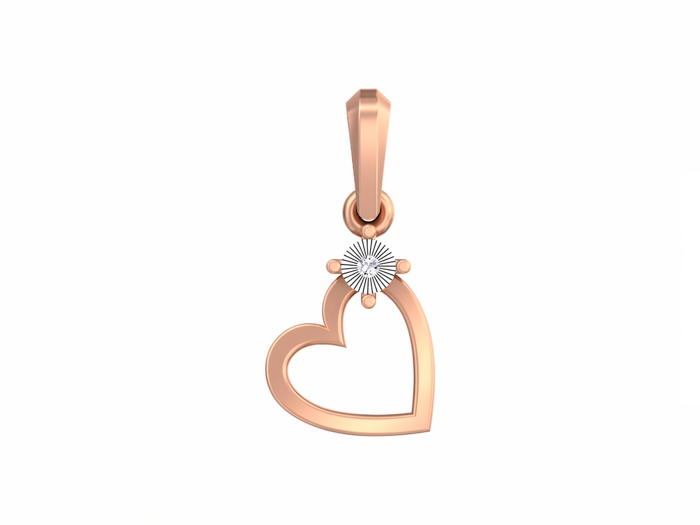 Gold & Diamond Heart-Shaped Solitaire Pendant Set KRB40202