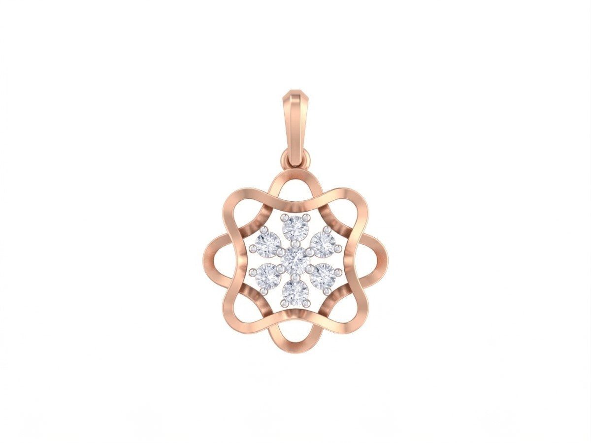 Gold & Diamond Floral Pendant Set KRC40694