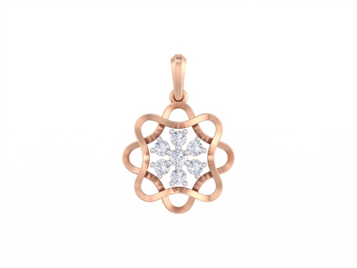 Gold & Diamond Floral Pendant Set KRC40694