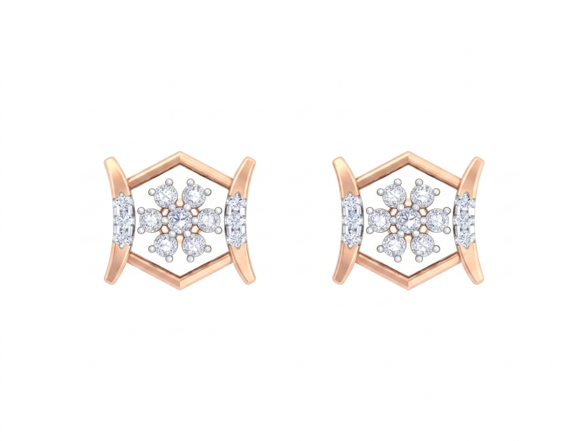 Rose Gold Diamond Earring | under 40k 