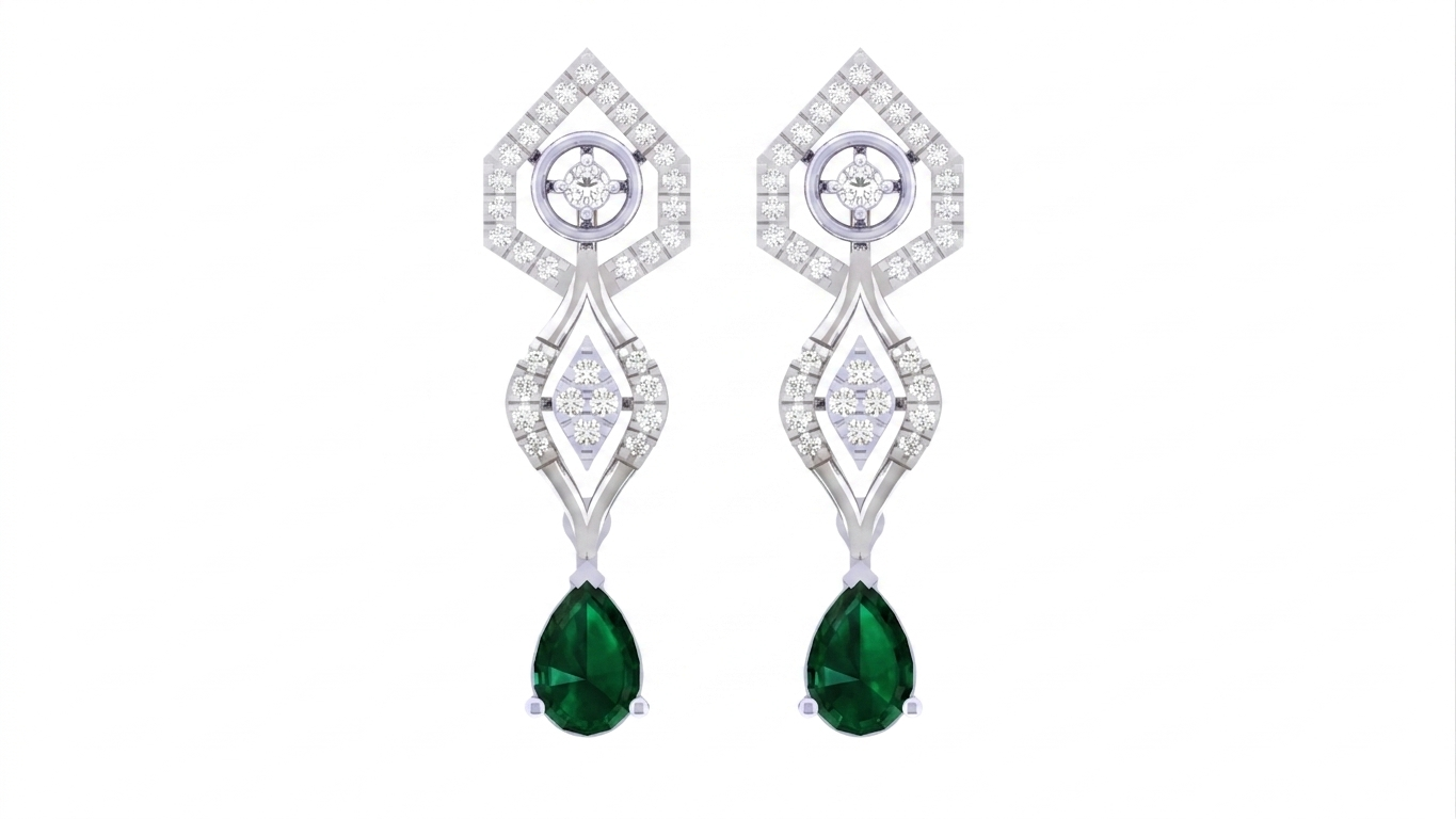 Gold & Diamond Women Gemstone Earring KRI44019E