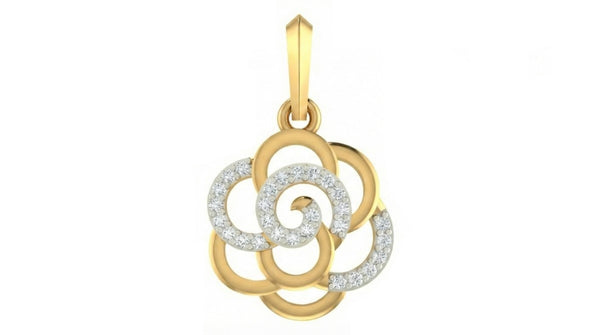 Gold & Diamond Floral Pendant Set KRC40593