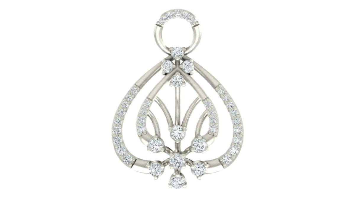 White gold and diamond pendant on white background