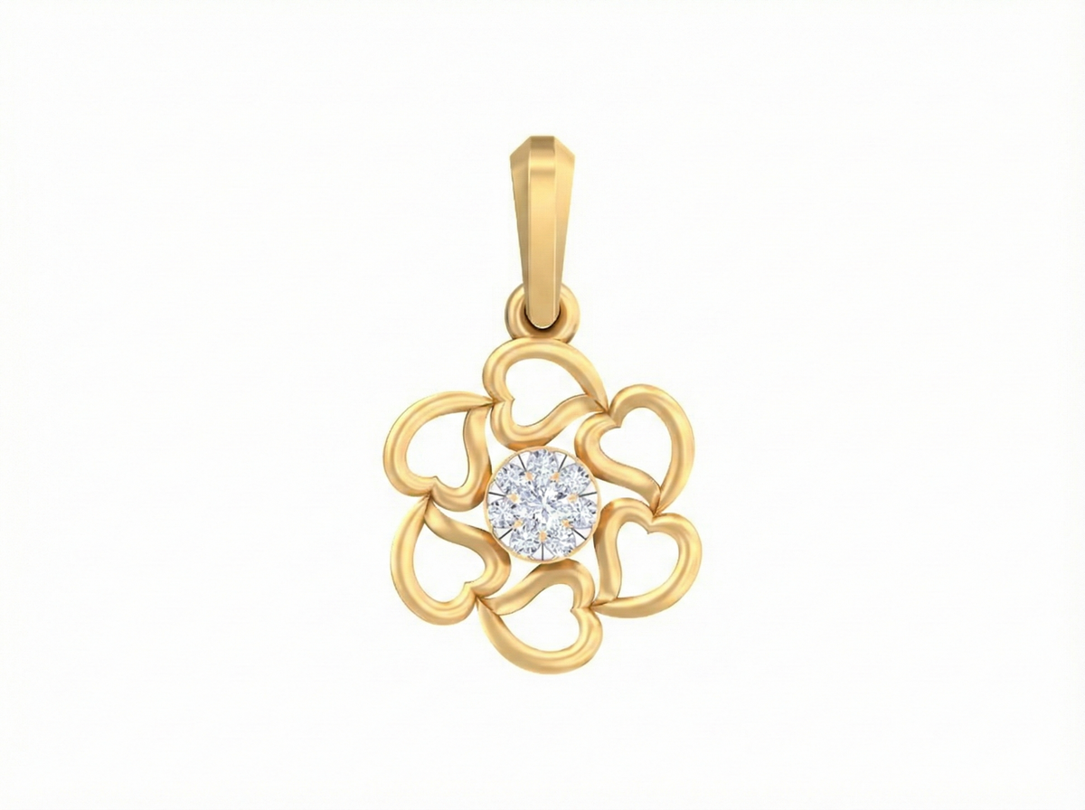 18K Gold & Diamond Floral Pendant KSK112