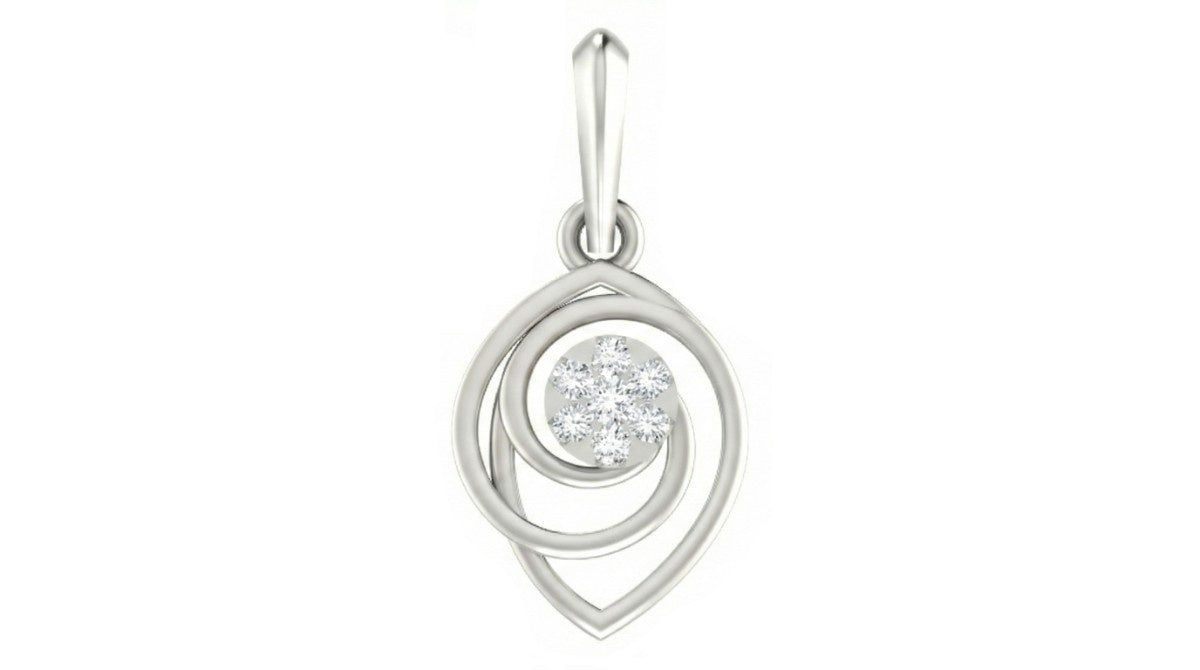 white gold pendant with a diamond on a white background