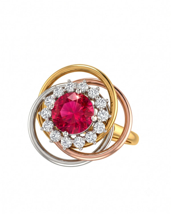 Gold & Diamond Gemstone Ring For Women | KRB10285 | Kesav Diamond