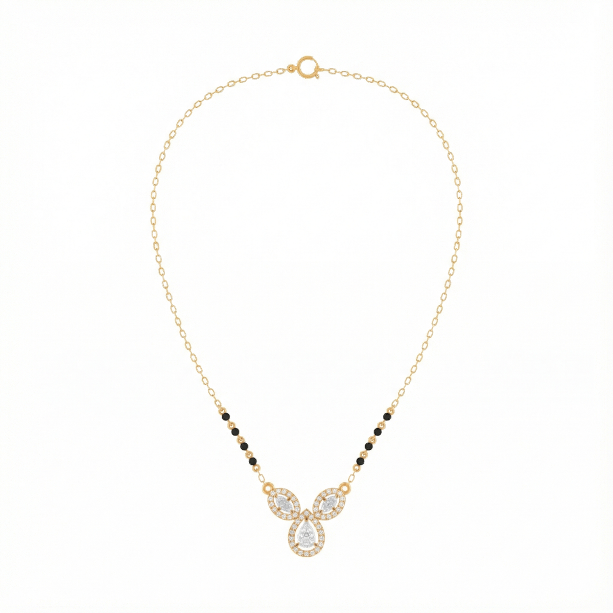 18K Gold & Diamond Beaded Mangalsutra For Women KRE90113