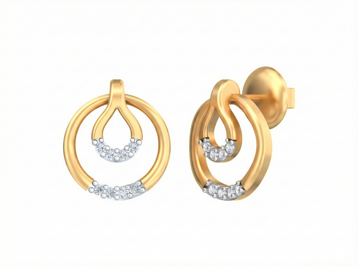 18K Gold & Diamond Women Dailywear Earring KSK021