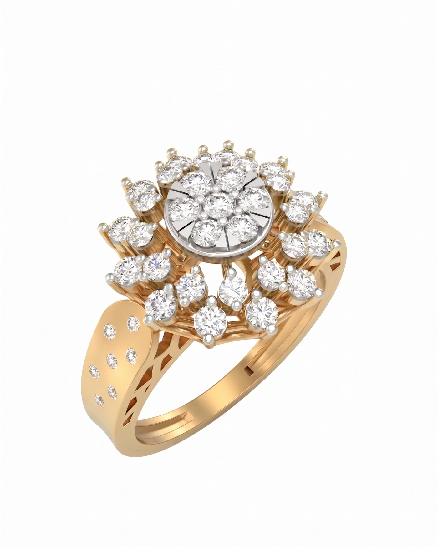 Gold & Diamond Cocktail Ring For Women KRC10891