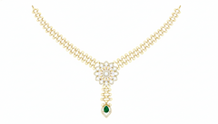 14K Gold & Diamond Gemstone Necklace Set KRI44030NG