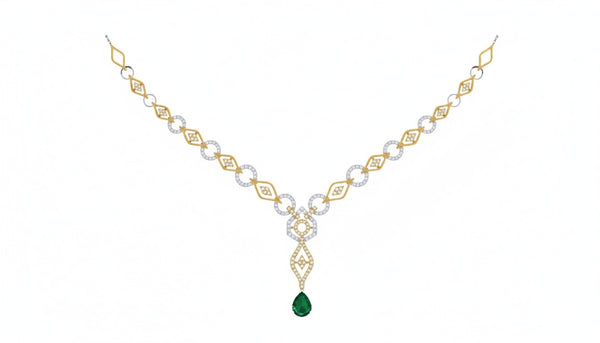 Gold & Diamond Gemstone Necklace Set KRC60103