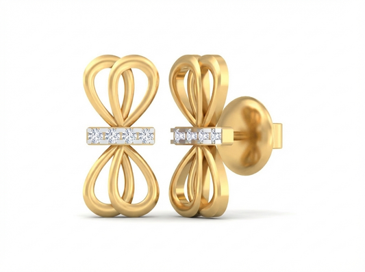 18K Gold & Diamond Women Stud Earring KSK059