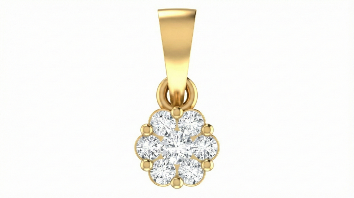 18K Gold & Diamond Floral Pendant Set KRA40101P