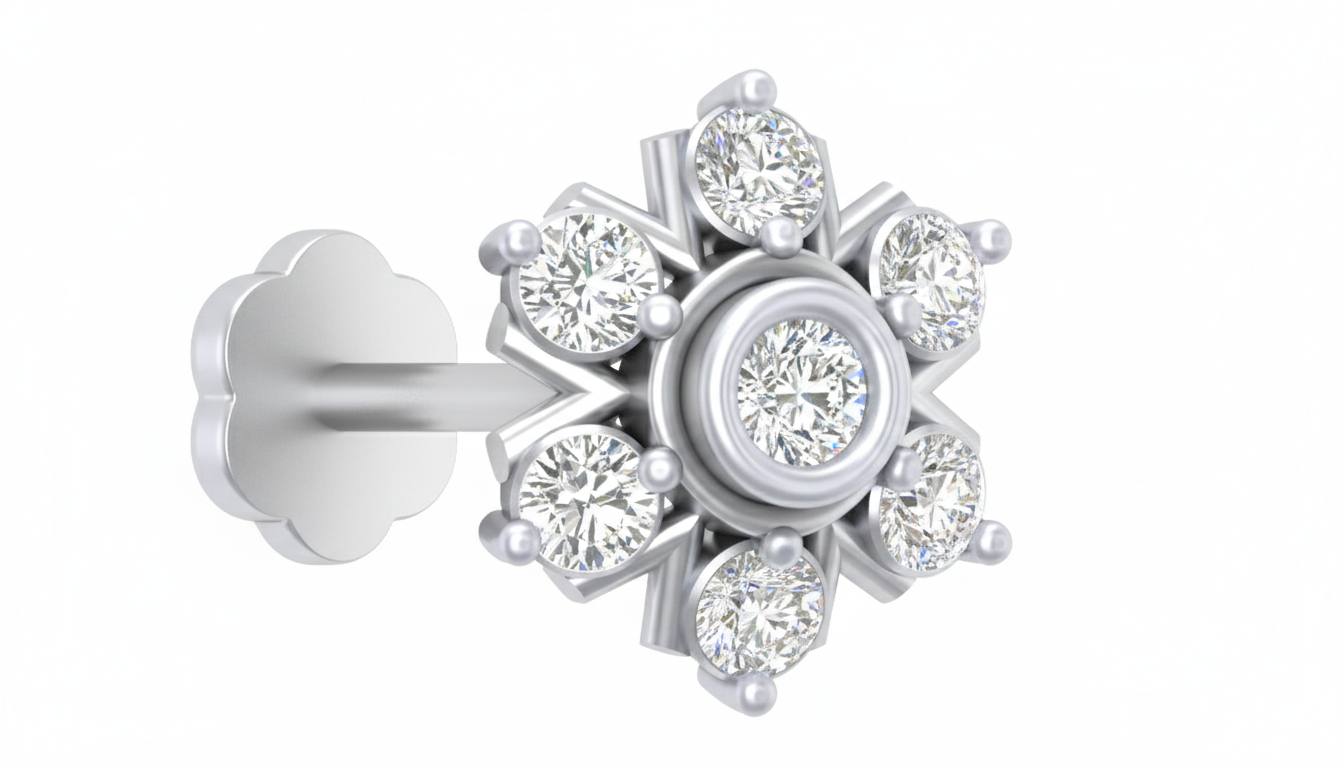 Gold & Diamond Stud Nose Pin KRC80196