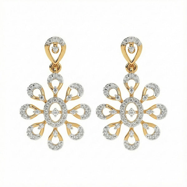 Gold & Diamond Floral Dangler Earring KRC60108E
