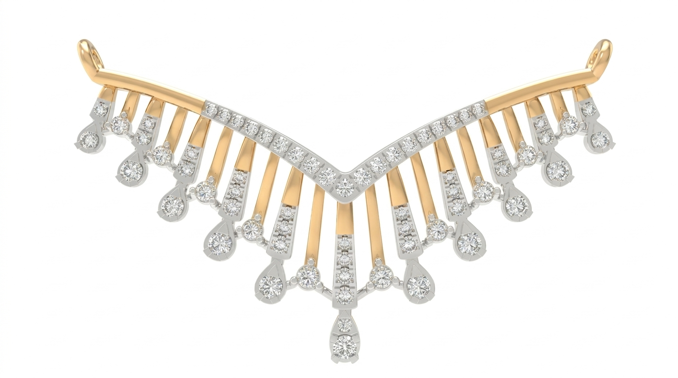 Gold & Diamond Bridal Floral Mangalsutra For Women KRC50186