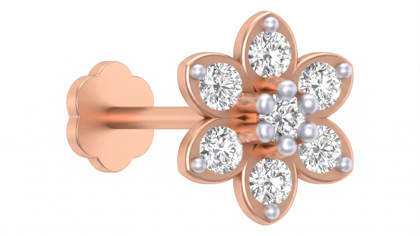Gold & Diamond Stud Nose Pin KRC80186