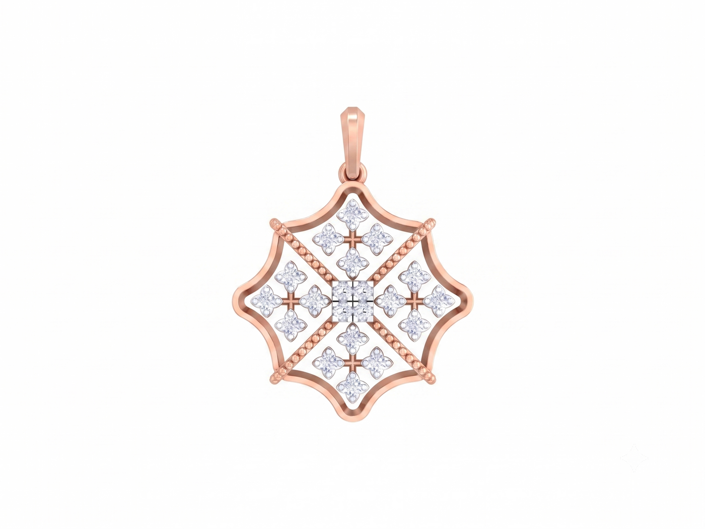 Premium Gold & Diamond Floral Pendant Set KRC40738