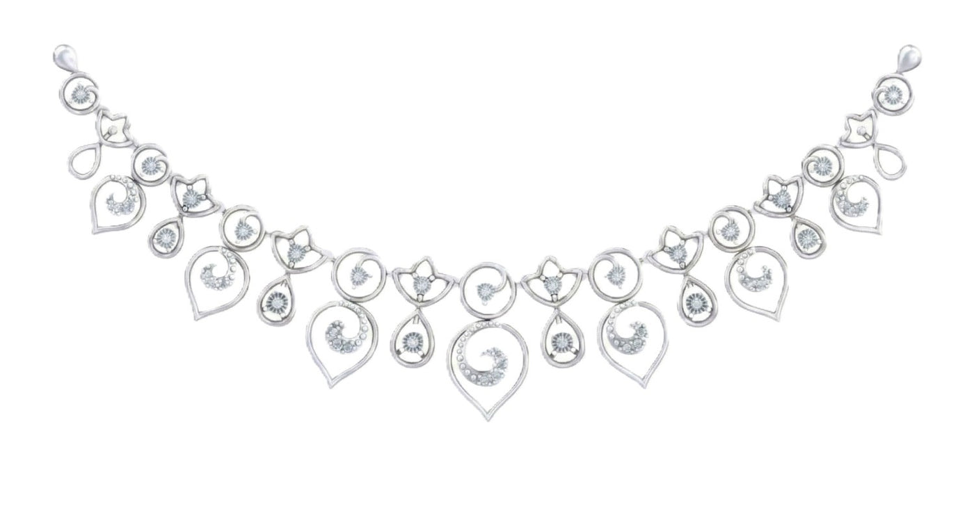 White Gold necklace with diamonds on a white background