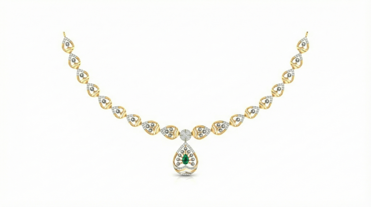 14K Gold & Diamond Gemstone Necklace Set KRB44119NR-A