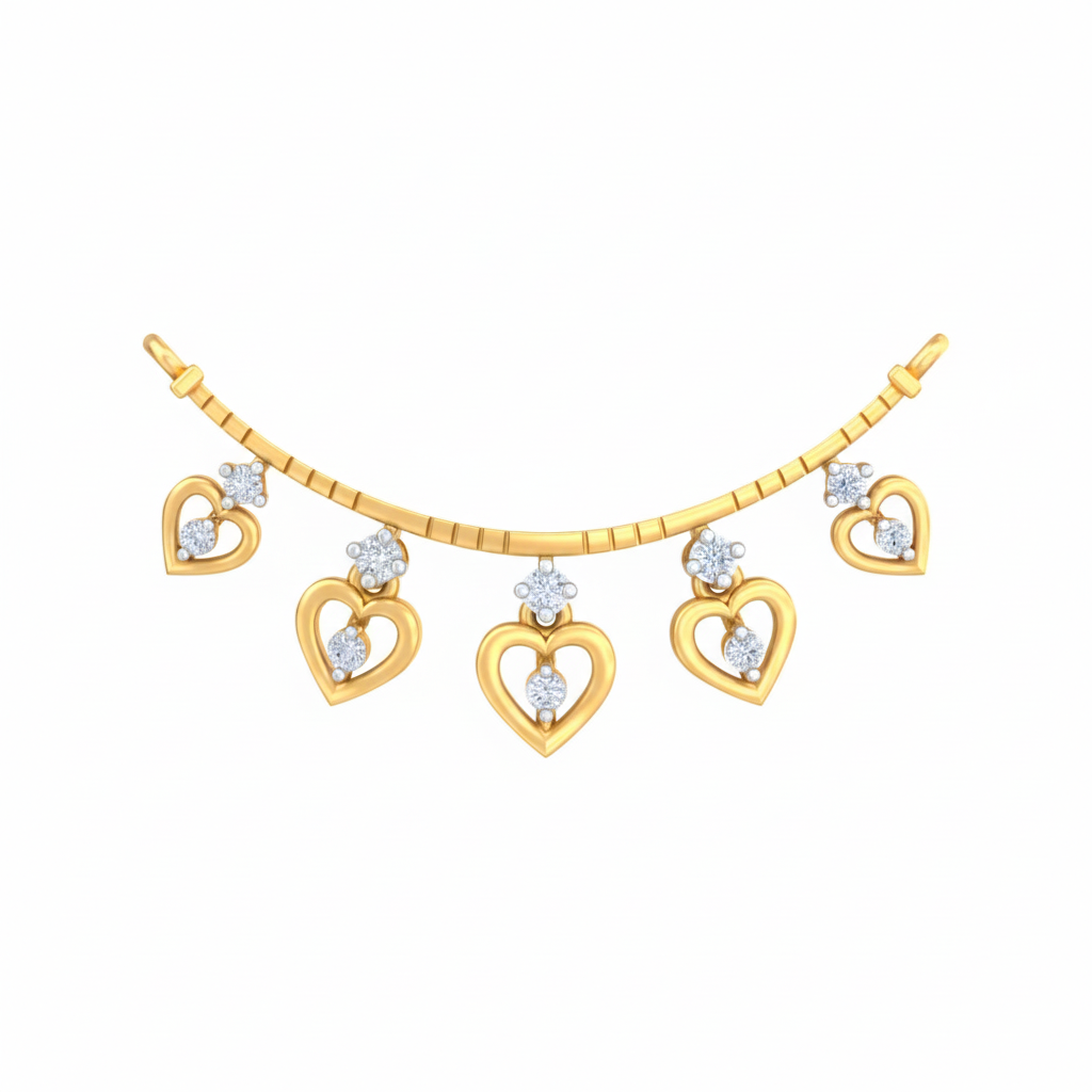 Gold & Diamond Heart Mangalsutra For Women KRC50082