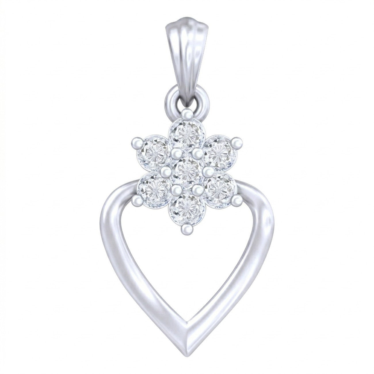 White gold and diamond pendant on white background