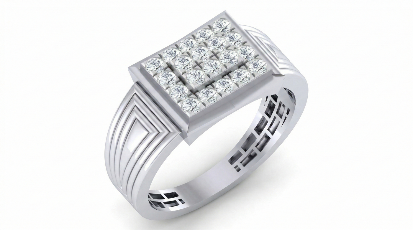 Gold & Diamond Band Ring For Men KRC20143