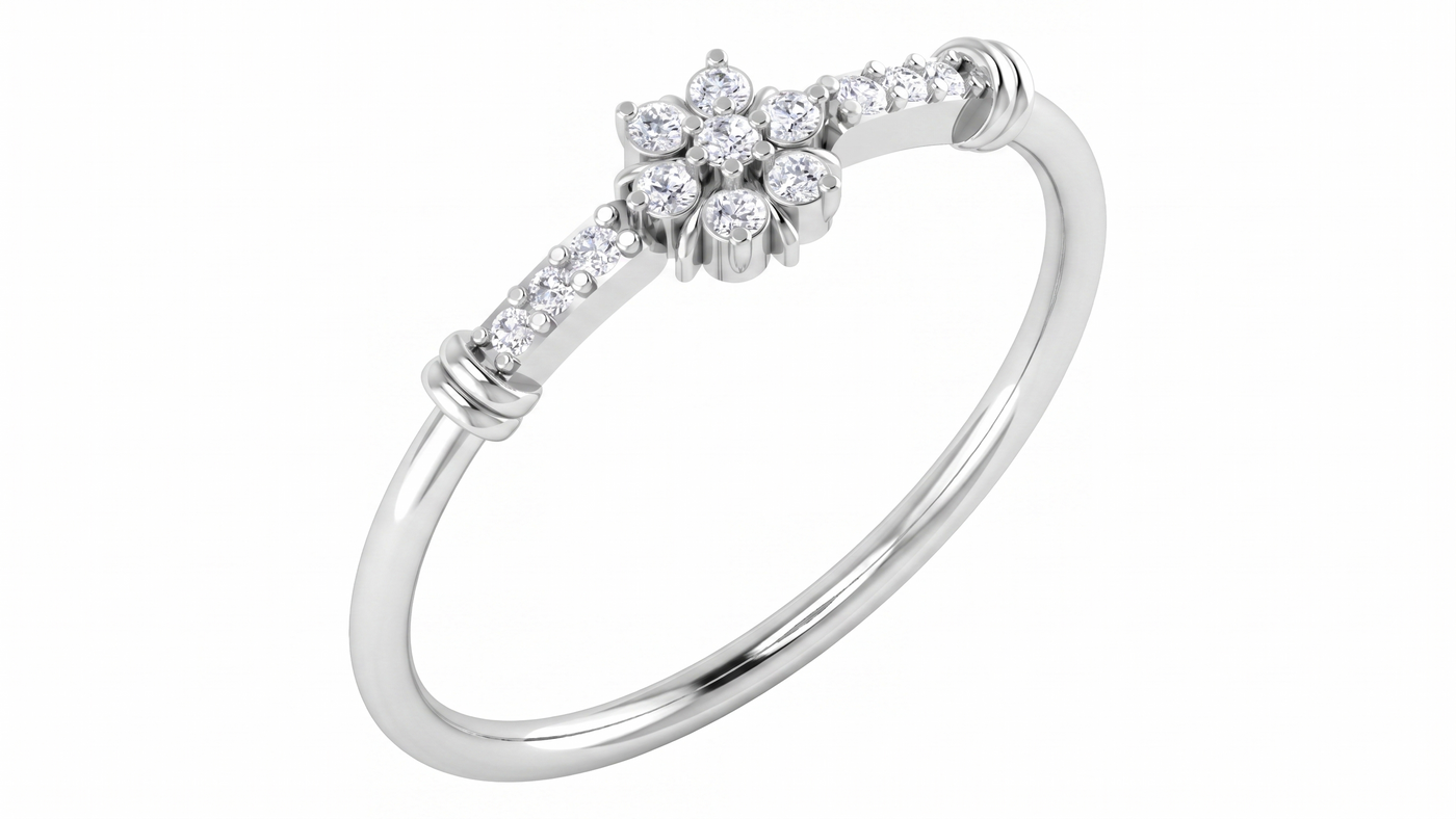 Gold & Diamond Floral Ring For Women KRC10629
