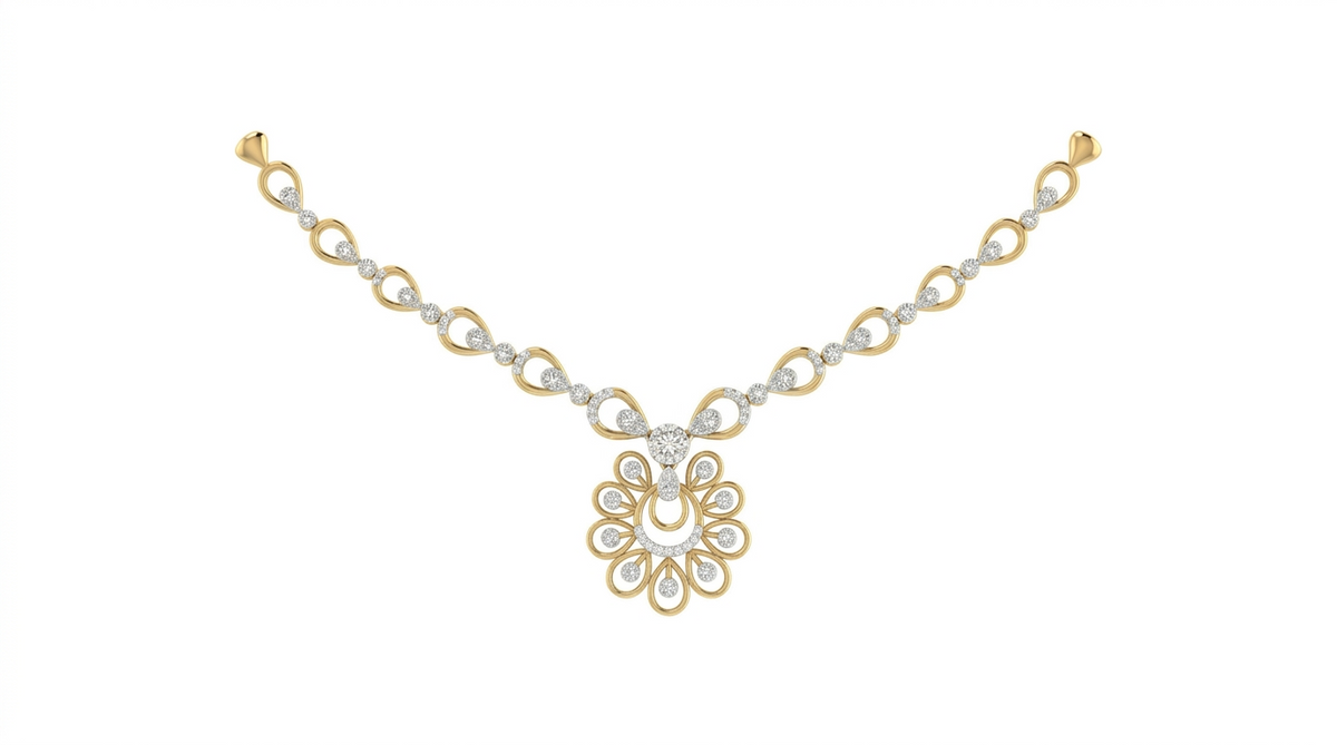 14K गोल्ड और डायमंड डेलीवियर नेकलेस सेट KRB44109N-A