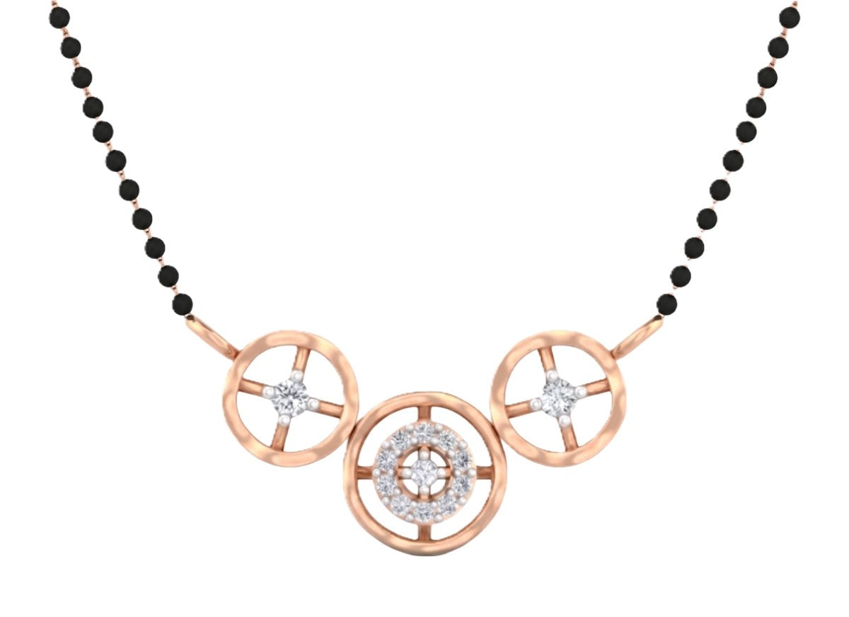 Rose gold & diamond beaded mangalsutra on white background