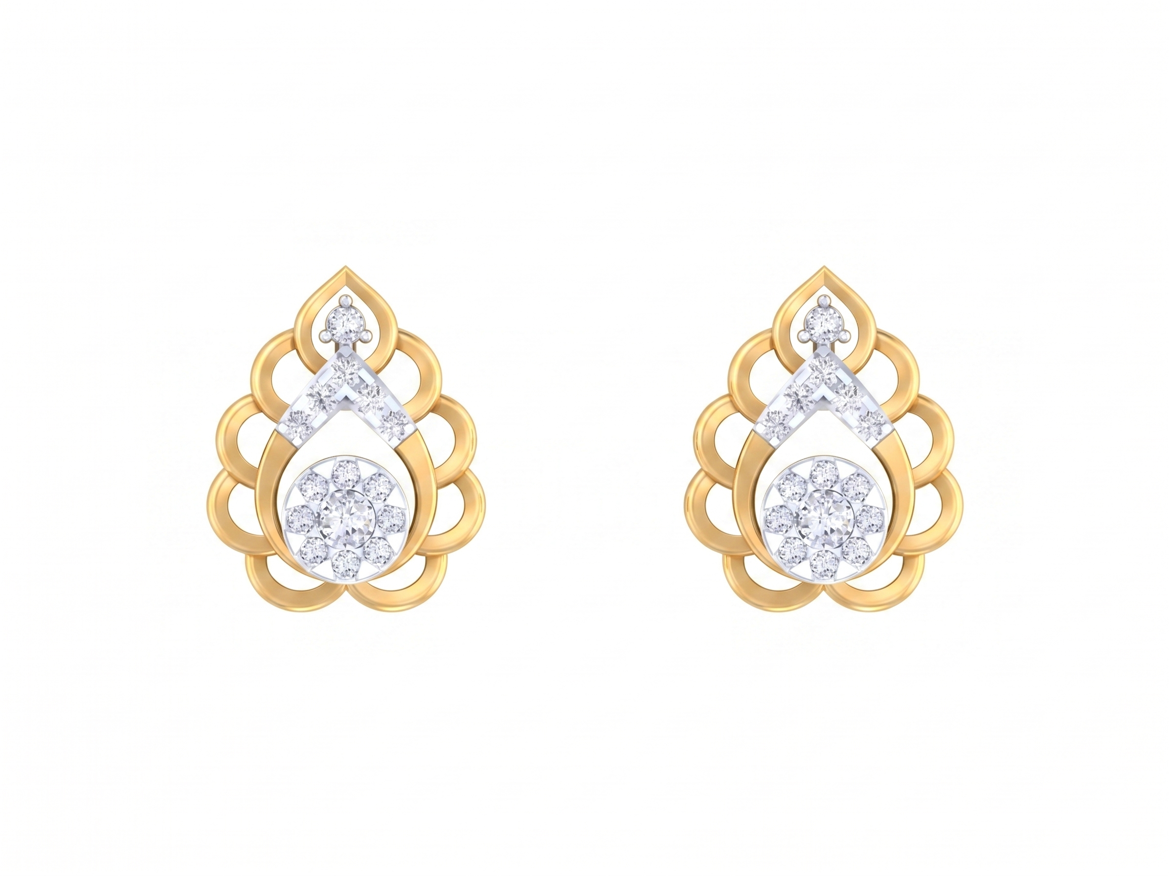 Yellow Gold Diamond Earring | under 40k 