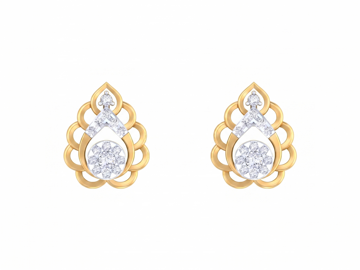 Yellow Gold Diamond Earring | under 40k 