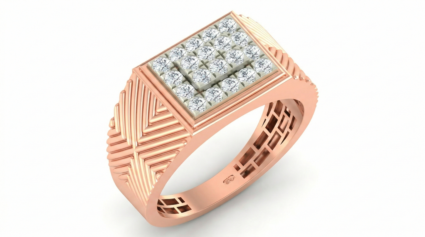 Gold & Diamond Engagement Ring For Men KRC20236