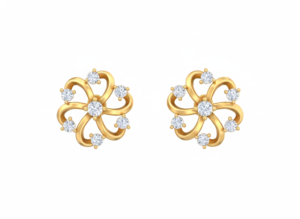 18K Gold & Diamond Women Stud Earring KRK40190E