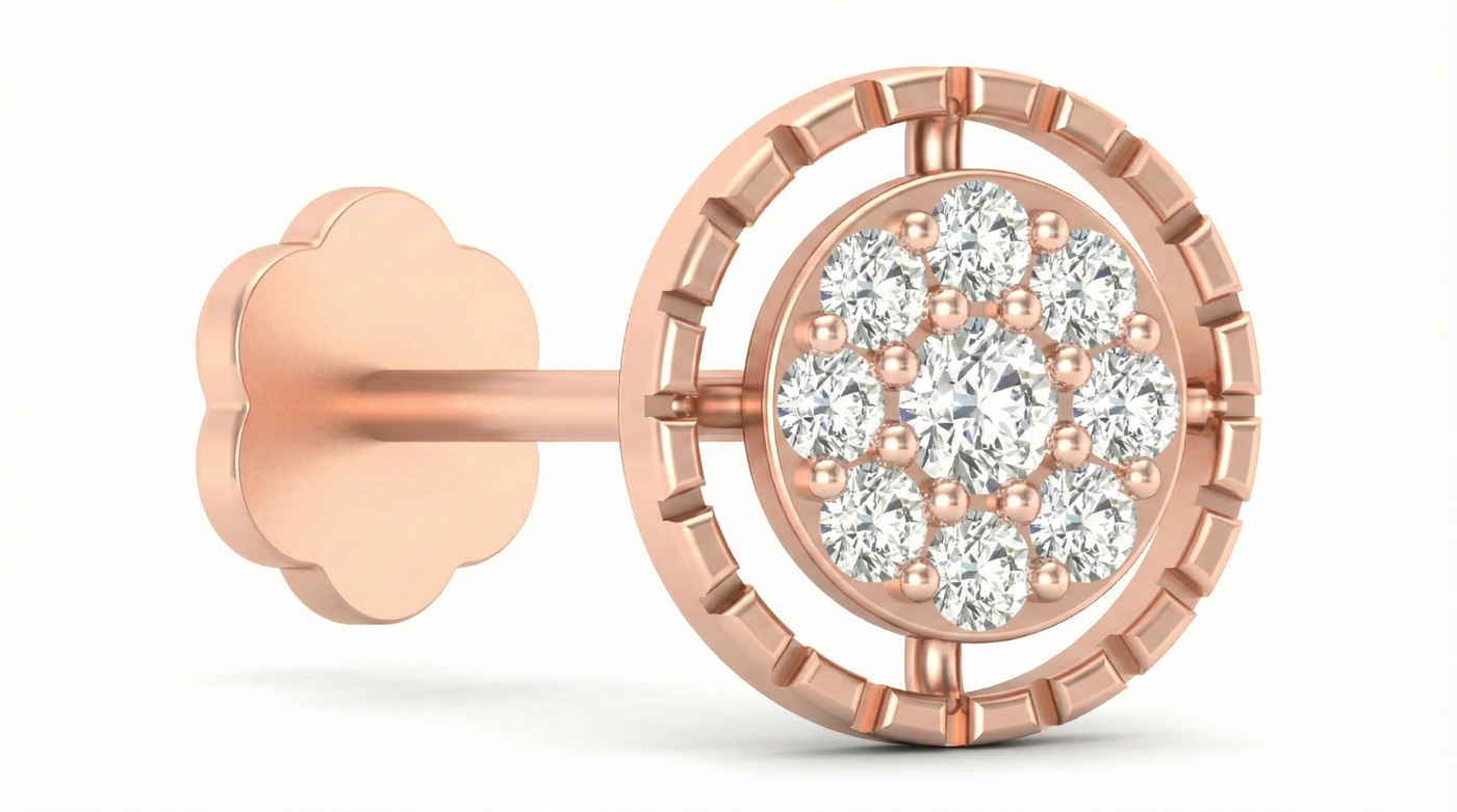 18K Gold & Diamond Round Nose Pin KRA50048