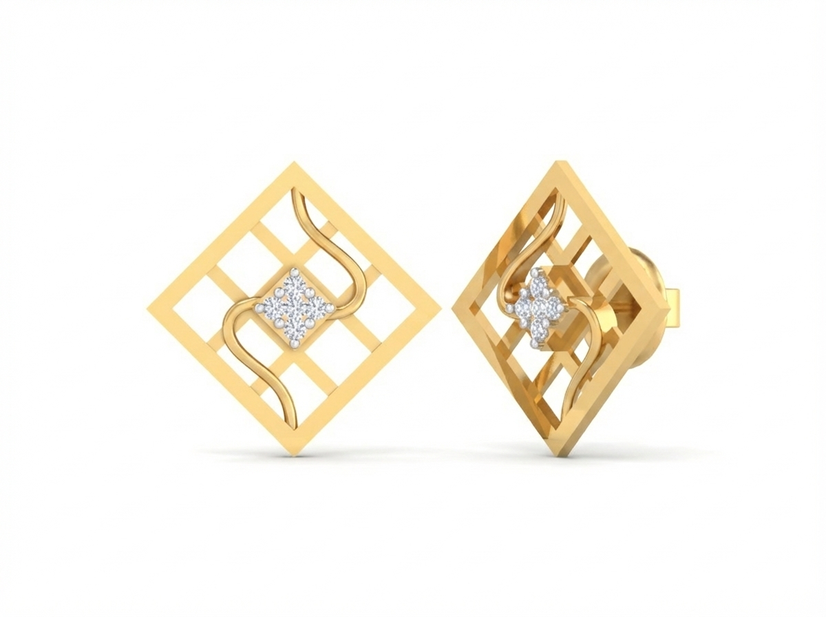 18K Gold & Diamond Women Stud Earring KSK047