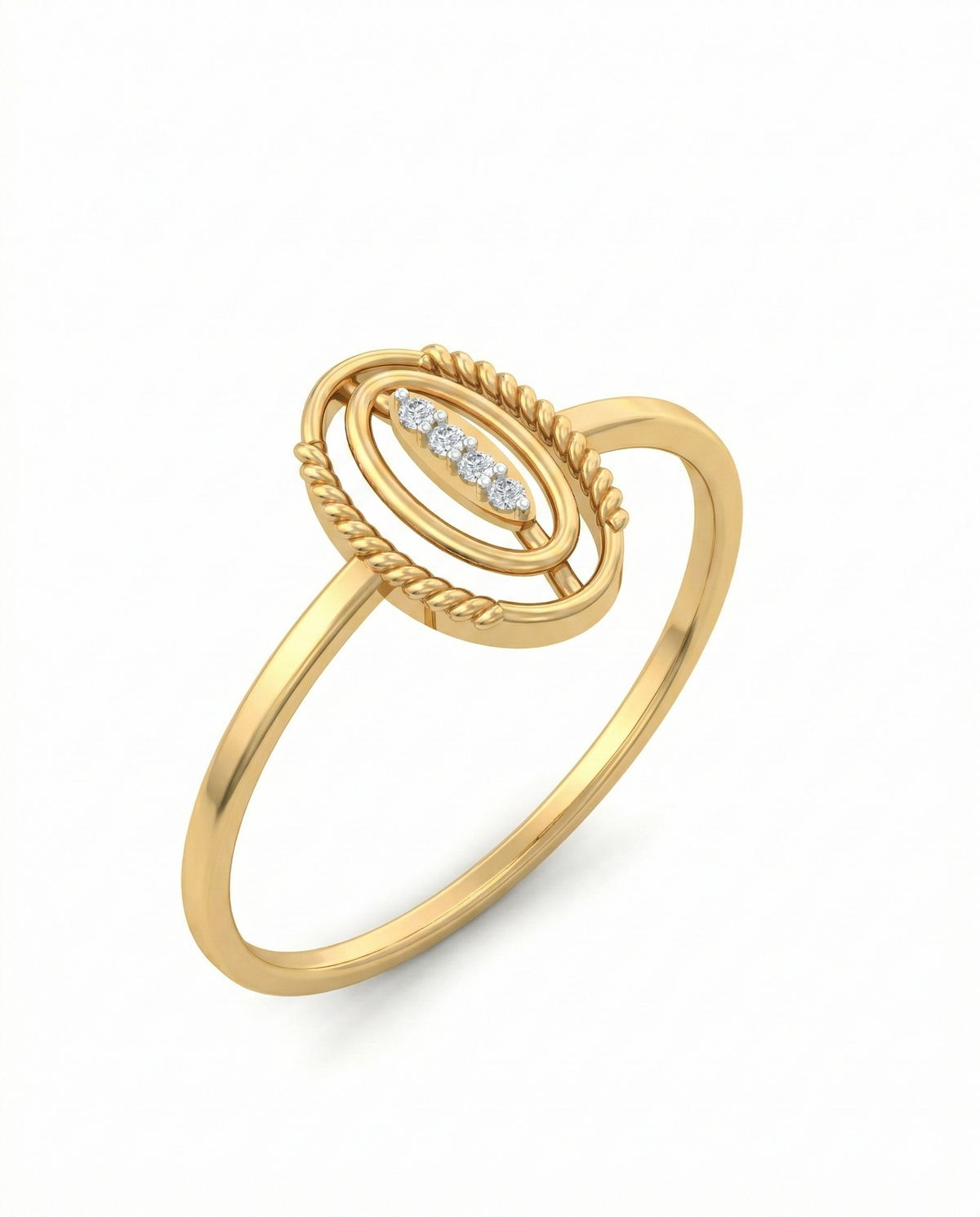 Gold & Diamond Band Ring For Women KRC10361