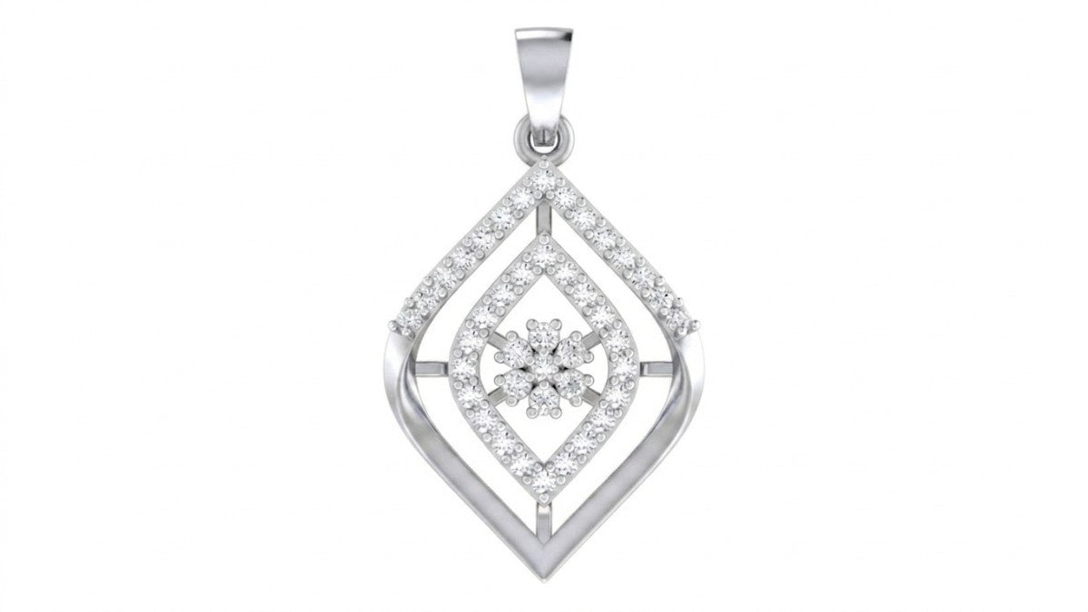 White gold and diamond pendant on white background