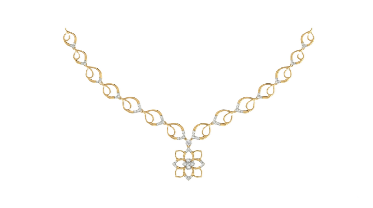 14K गोल्ड और डायमंड डेलीवियर नेकलेस सेट KRB44095N-A