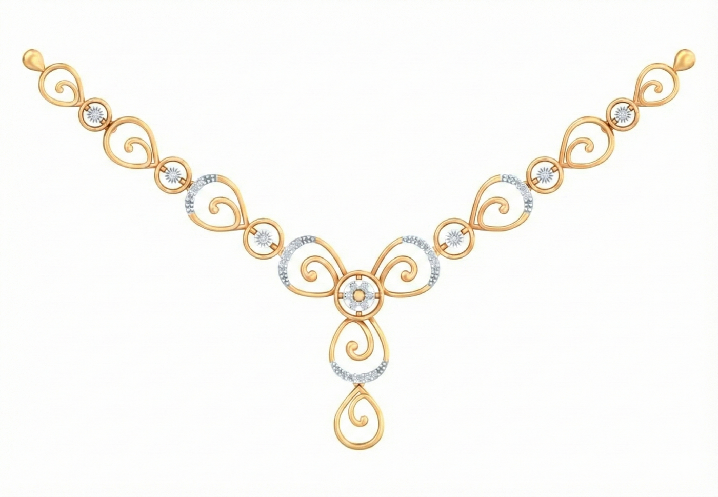 14K Gold & Diamond Women Dailywear Necklace Set KRB44059N