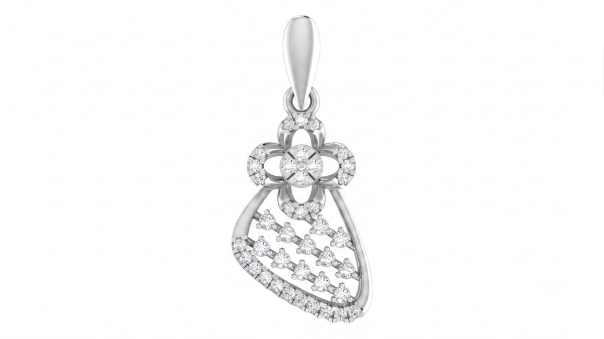 White Gold and diamond pendant on a white background