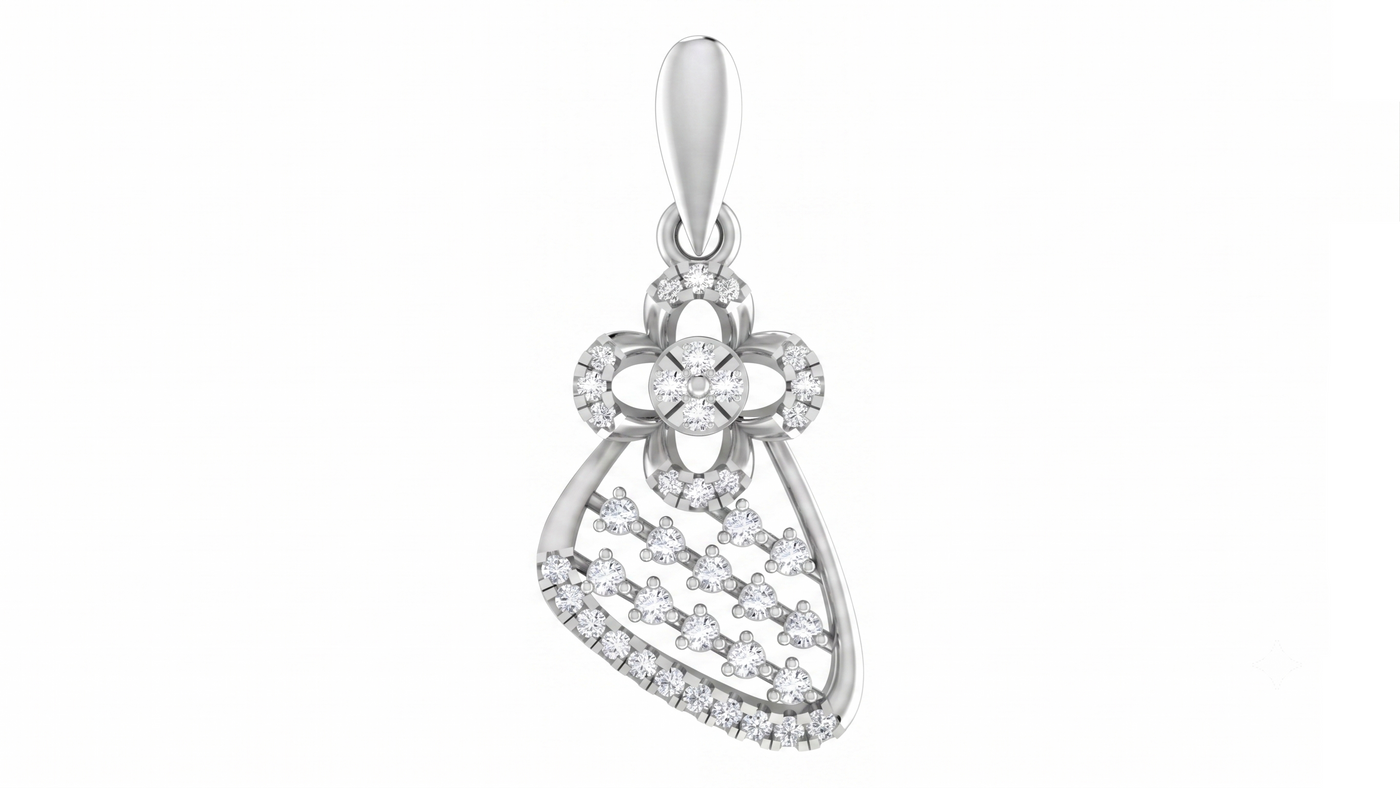 Gold & Diamond Floral Pendant Set KRC40711