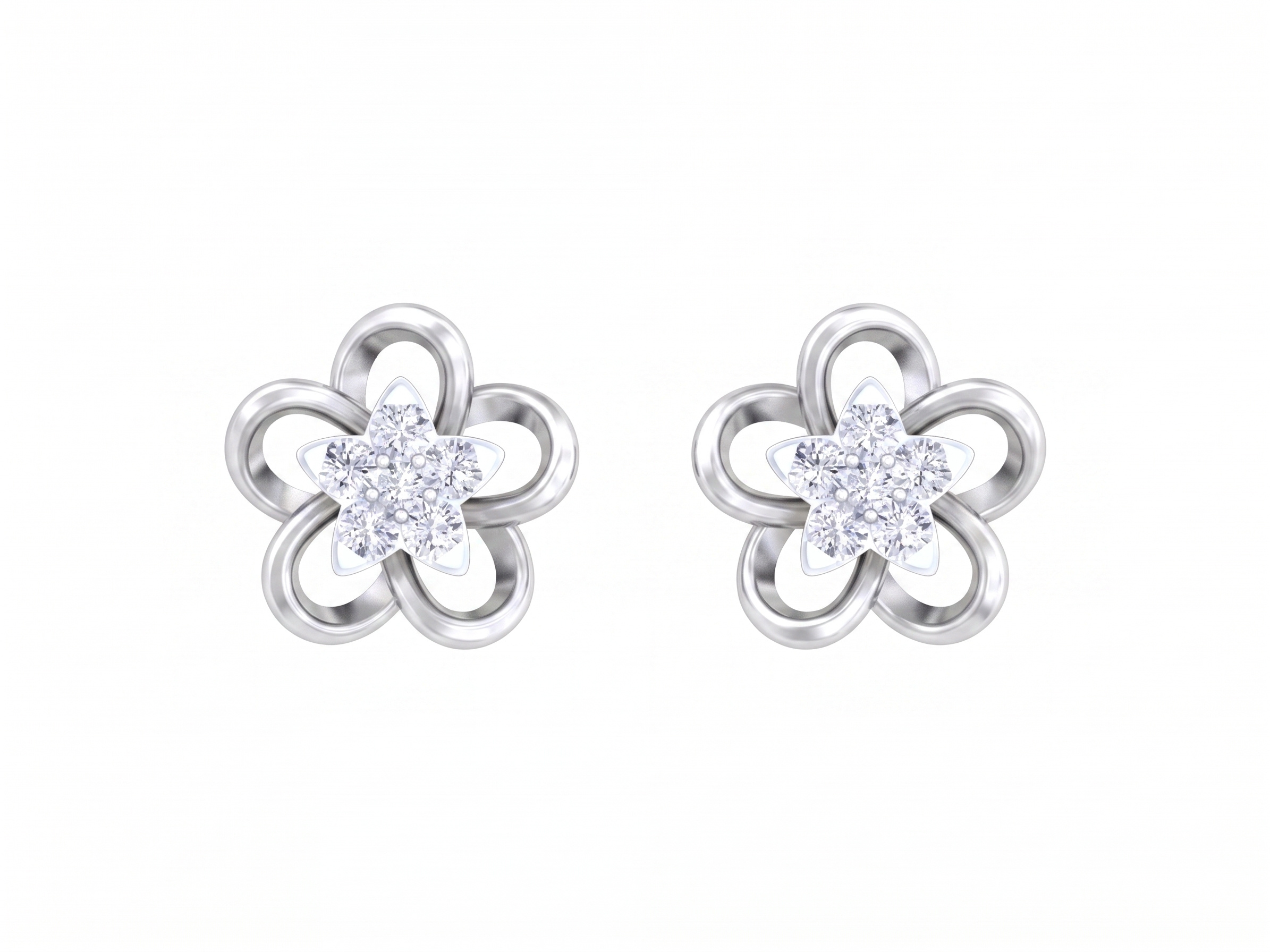 Floral White Gold Diamond Earring | under 40k 