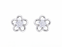 Floral White Gold Diamond Earring | under 40k 