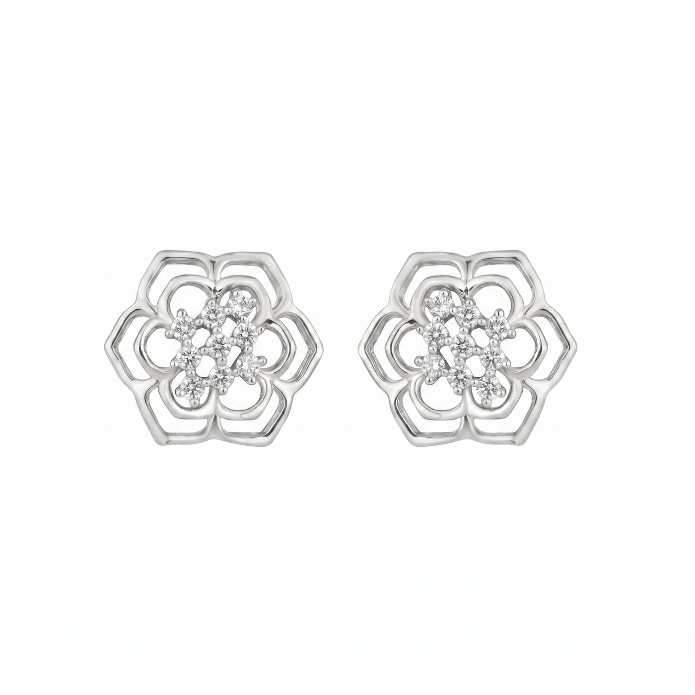 Gold & Diamond Stud Floral Women Earring ES8732MYD0010