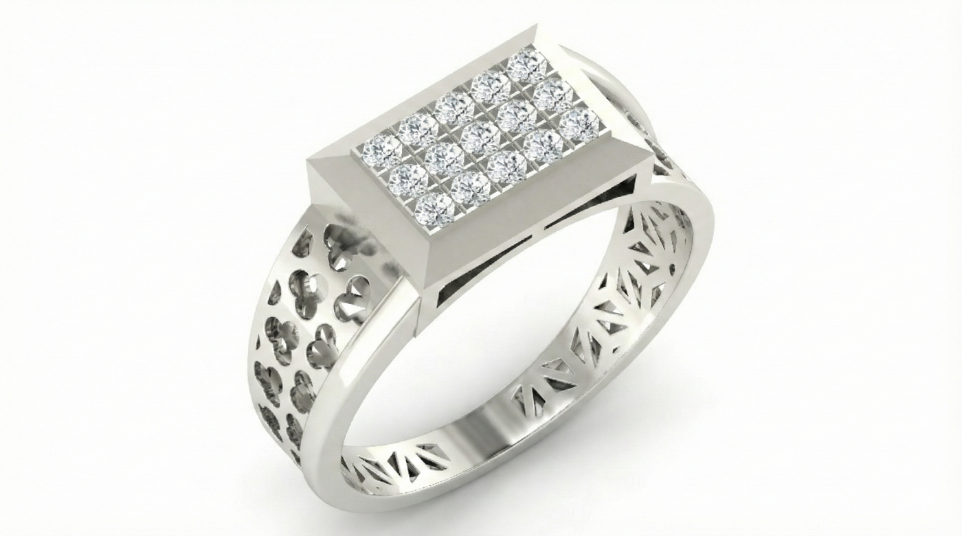Gold & Diamond Band Ring For Men KRC20176