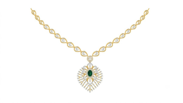 14K गोल्ड और डायमंड जेमस्टोन नेकलेस सेट KRI44020NR