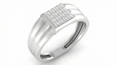 18K Gold & Diamond Square Band Ring For Men KRA60276