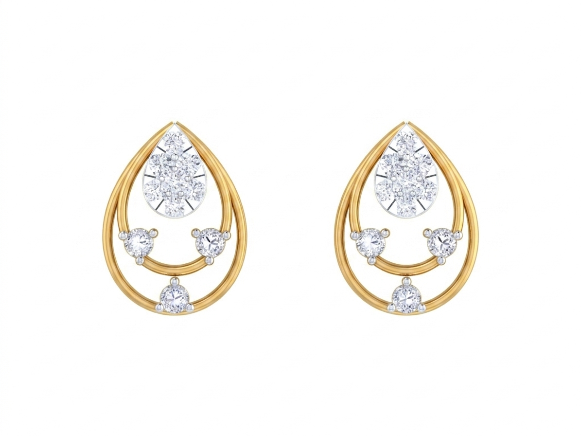 Yellow Gold Diamond Earring | under 40k 