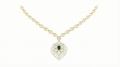 14K Gold & Diamond Gemstone Necklace Set KRI44020NR